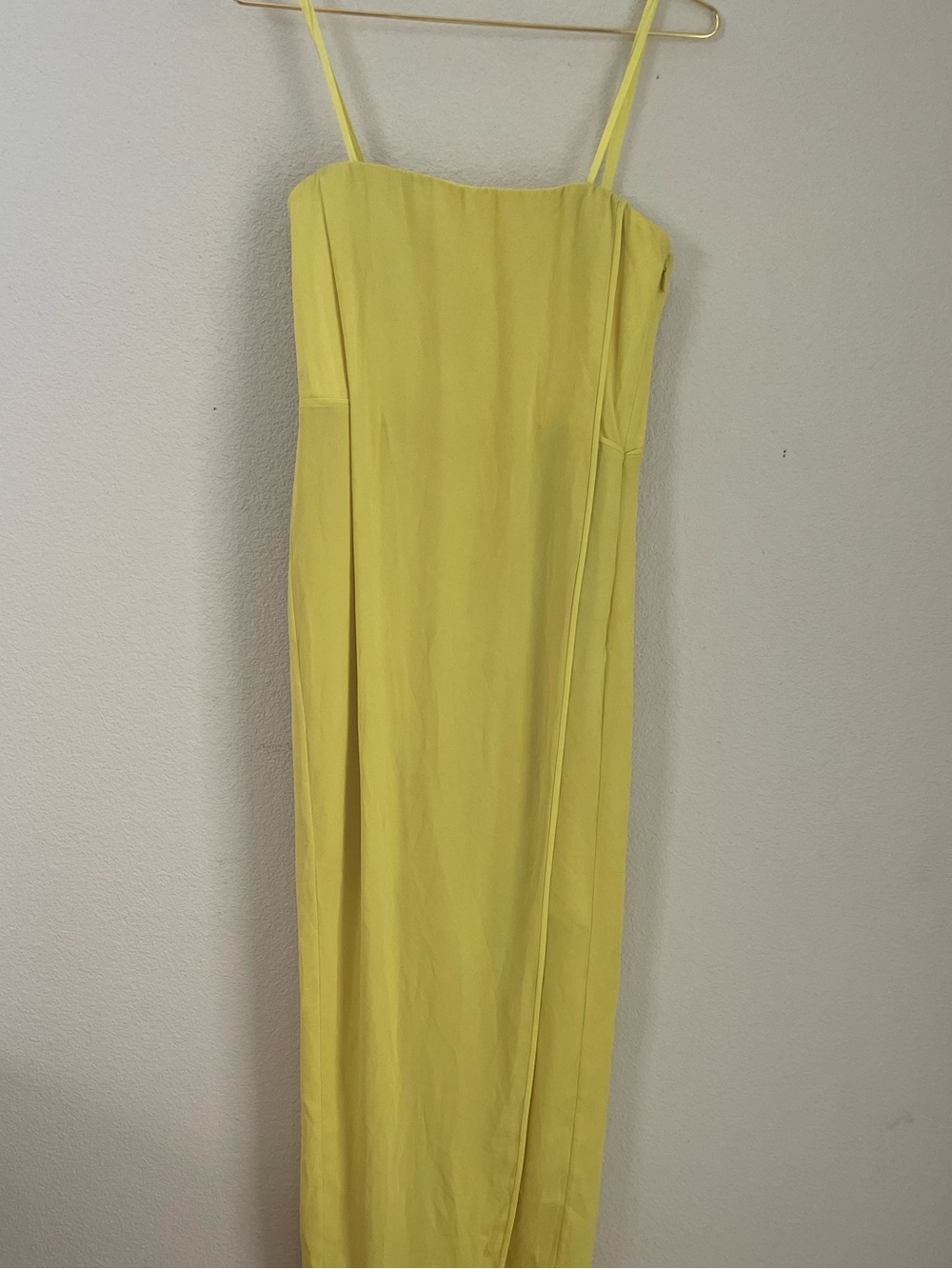 BCBGMaxAzria Lemon Yellow/Green Strapless Maxi Dress